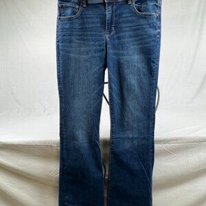 American Eagle Kick Boot Jeans Women's 14 Long Dark Wash Blue Mid Rise Denim